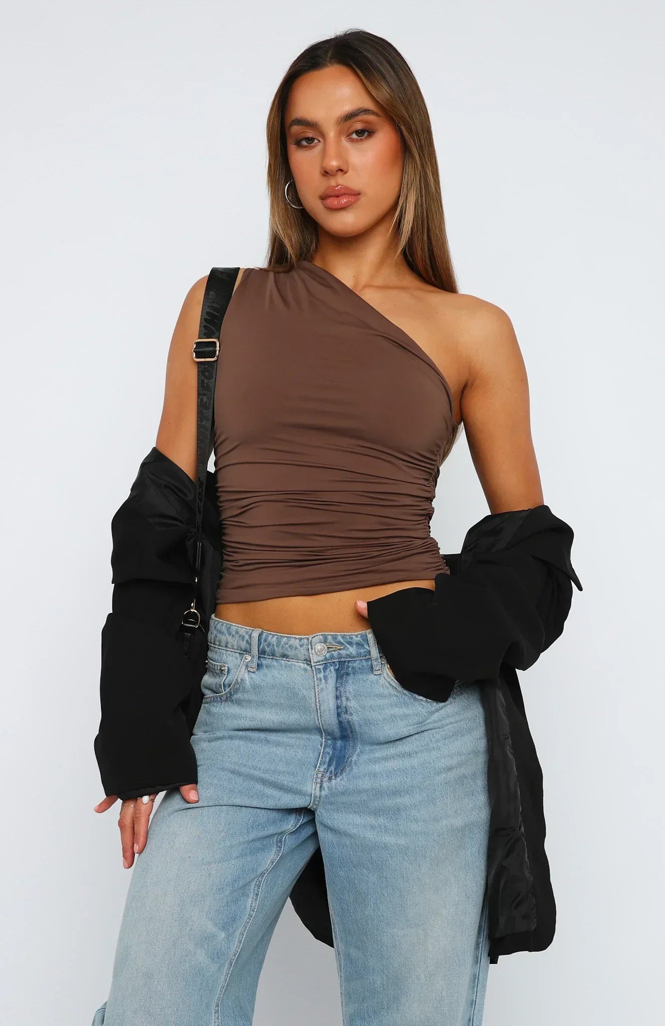 Women’s One Shoulder Crop Top – Asymmetric Fitted Tank