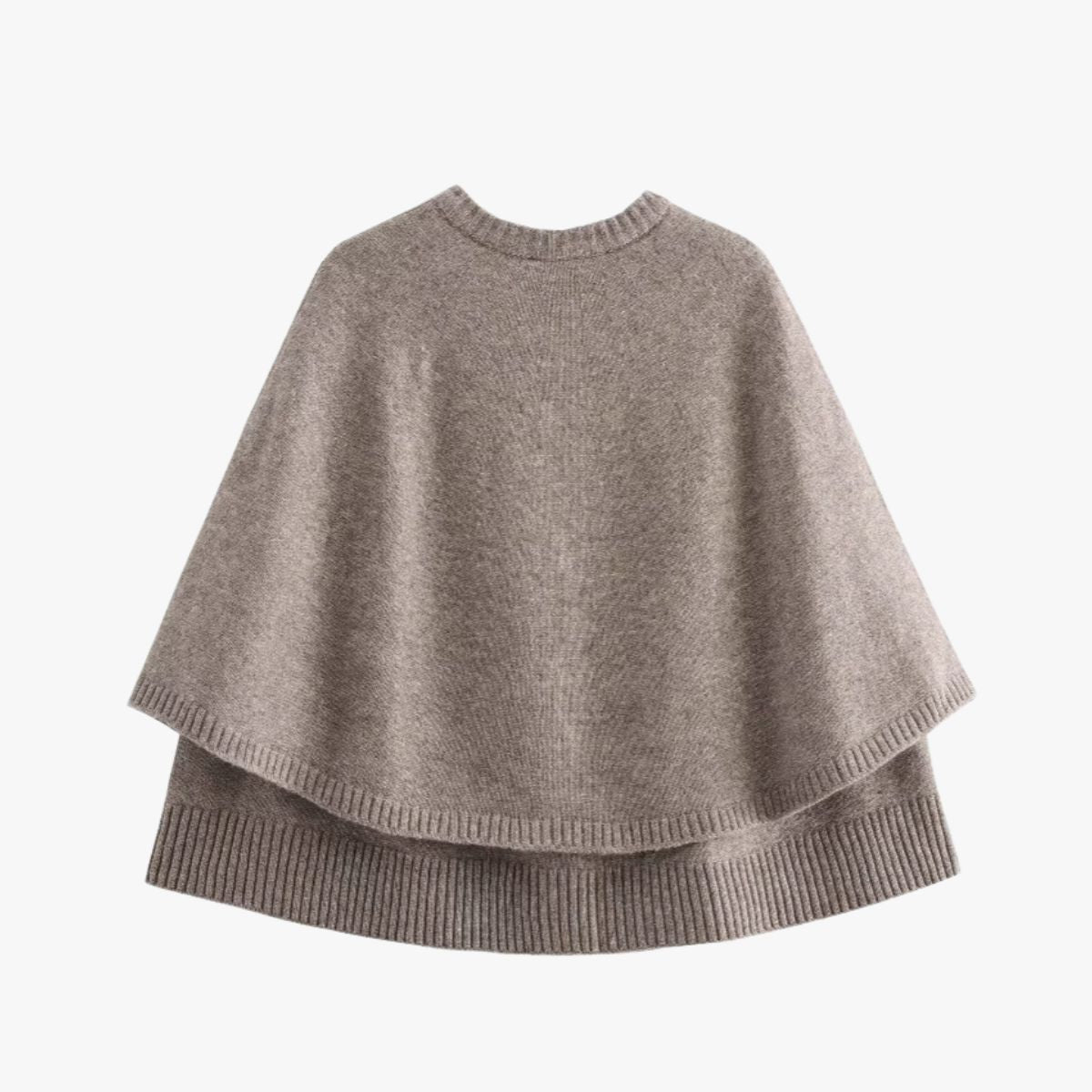 Women's Button-Down Cape Coat – Elegant Layered Poncho Jacket