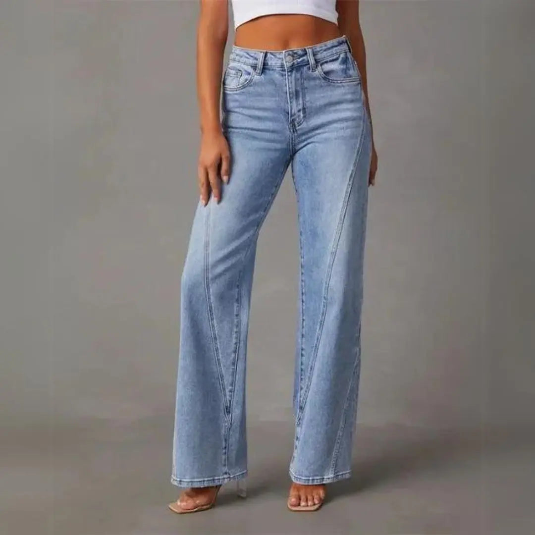 Women's High-Waisted Flared Jeans – Wide Leg Stretch Denim