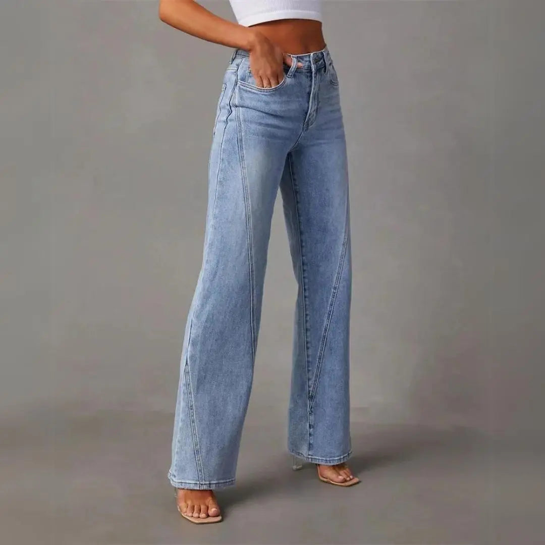 Women's High-Waisted Flared Jeans – Wide Leg Stretch Denim