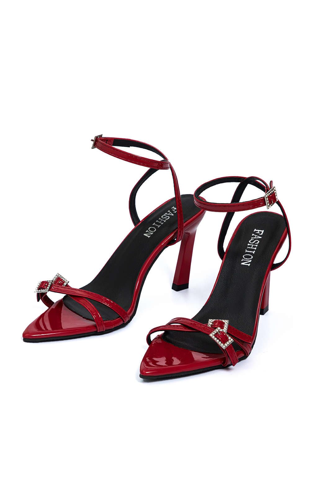 Women’s Red Strappy High Heel Sandals – Ankle Strap Party Heels