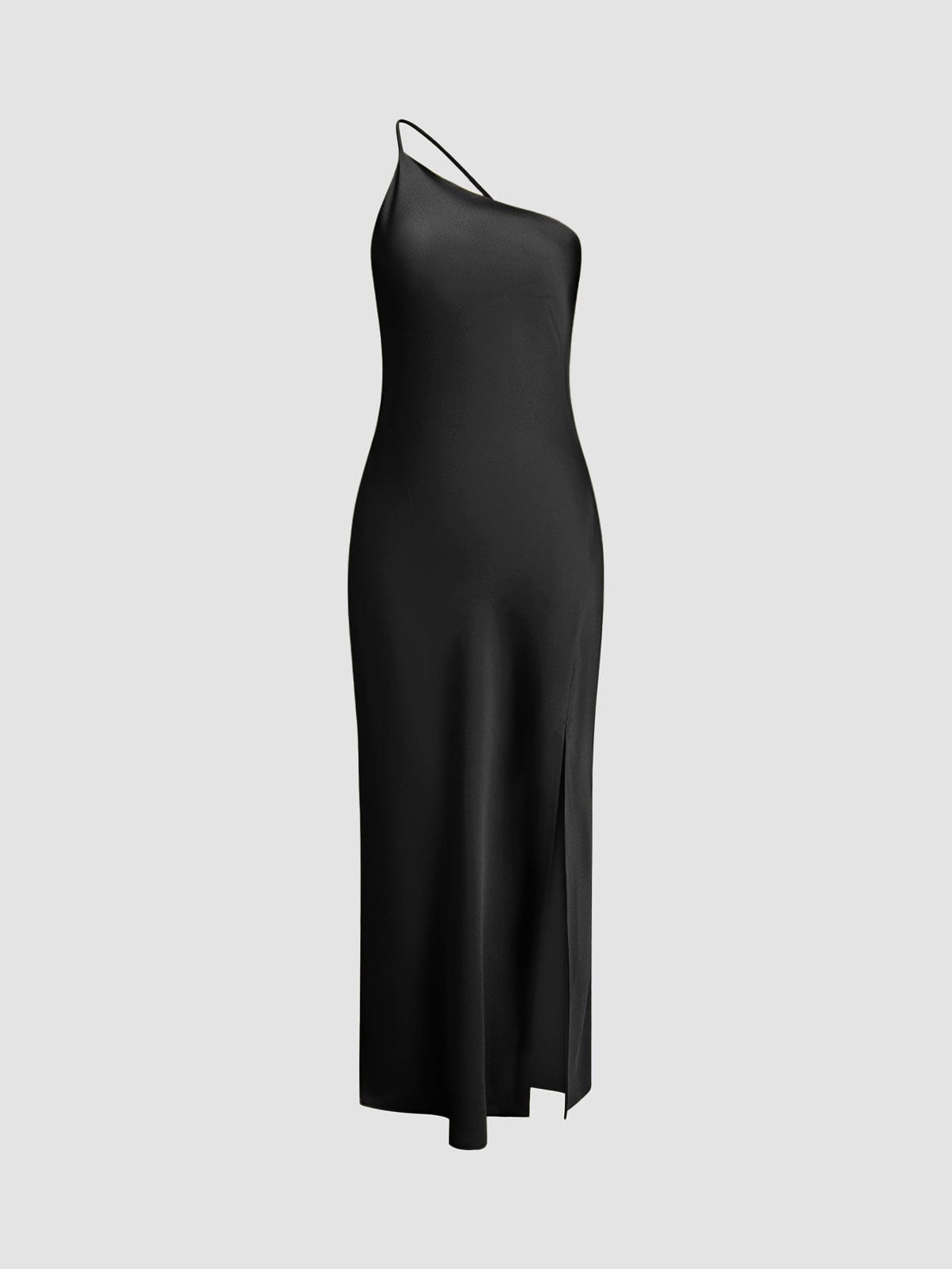 Women’s Satin Maxi Dress with Spaghetti Straps and Side Split