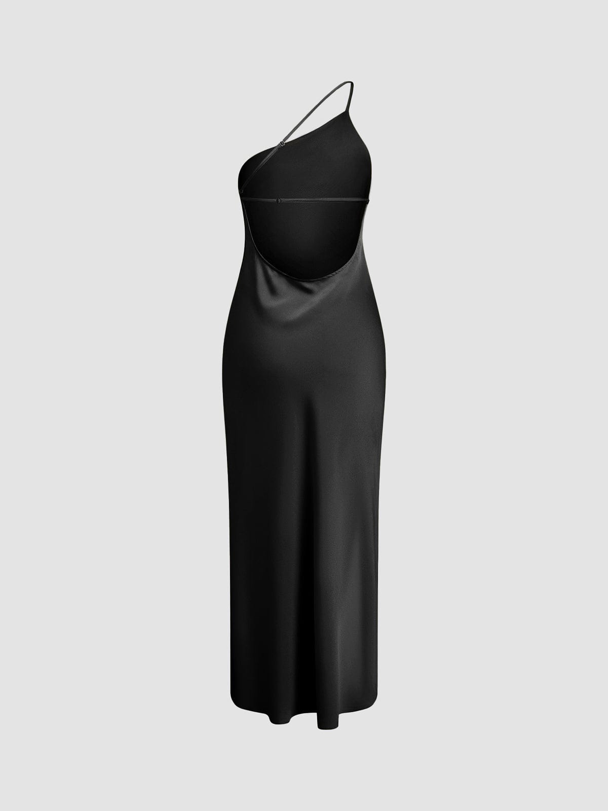 Women’s Satin Maxi Dress with Spaghetti Straps and Side Split
