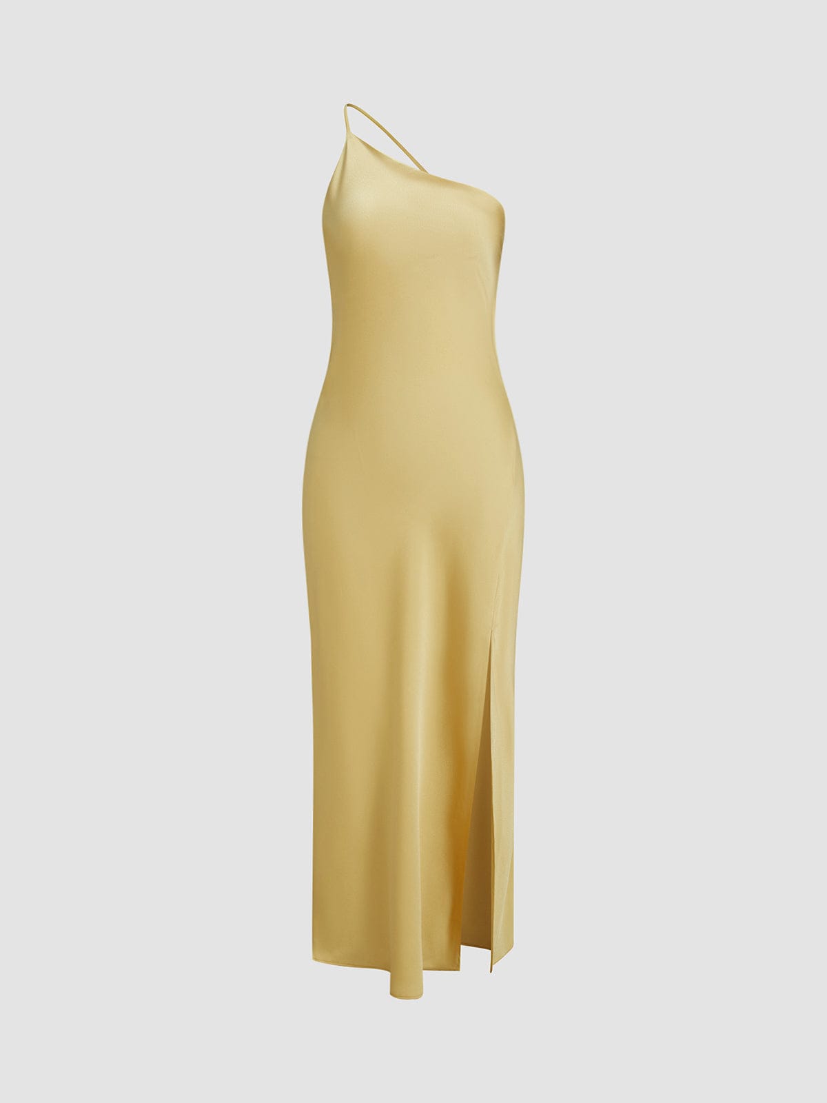 Women’s Satin Maxi Dress with Spaghetti Straps and Side Split