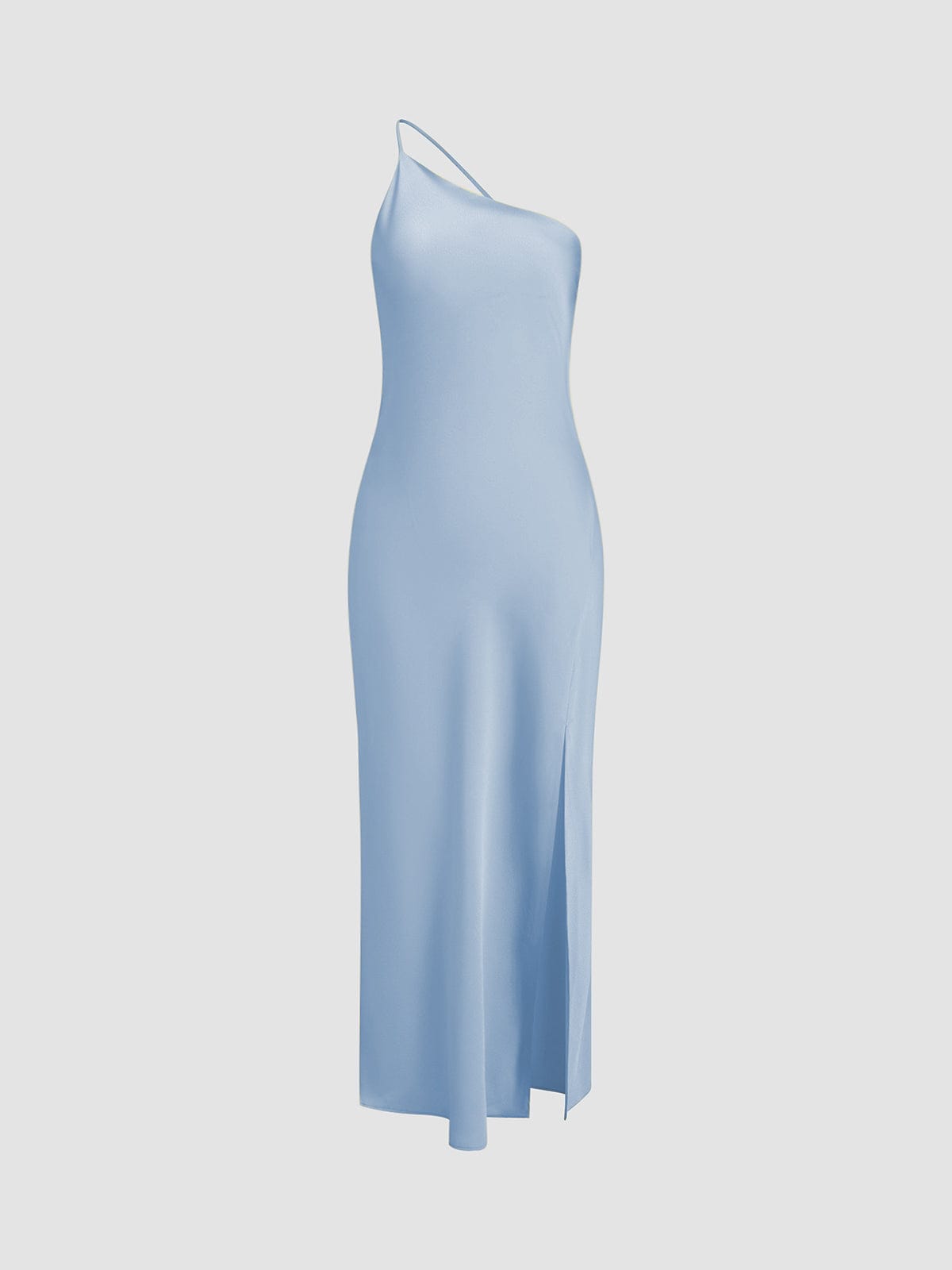 Women’s Satin Maxi Dress with Spaghetti Straps and Side Split