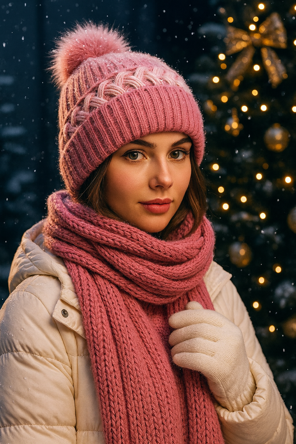 2-in-1 Knitted Winter Hat with Scarf for Women – Warm and Stylish Cold Weather Accessory