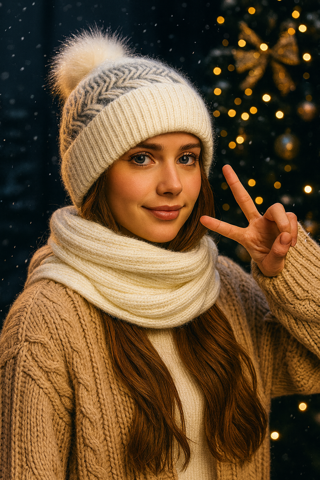 2-in-1 Knitted Winter Hat with Scarf for Women – Warm and Stylish Cold Weather Accessory