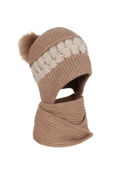 2-in-1 Knitted Winter Hat with Scarf for Women – Warm and Stylish Cold Weather Accessory