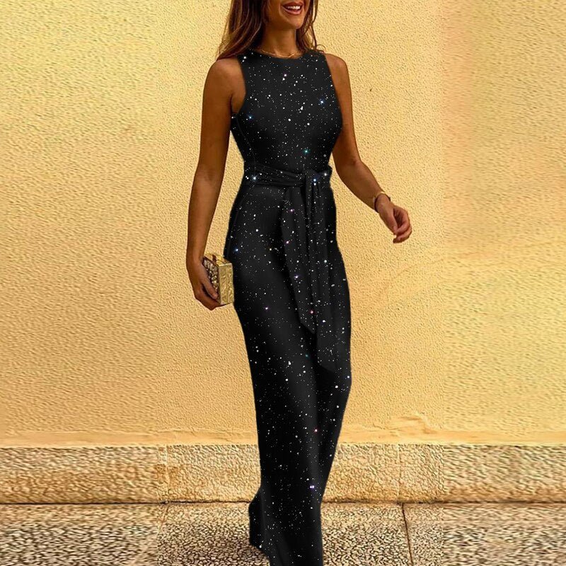 Women’s Sleeveless Belted Jumpsuit – Elegant Summer Outfit