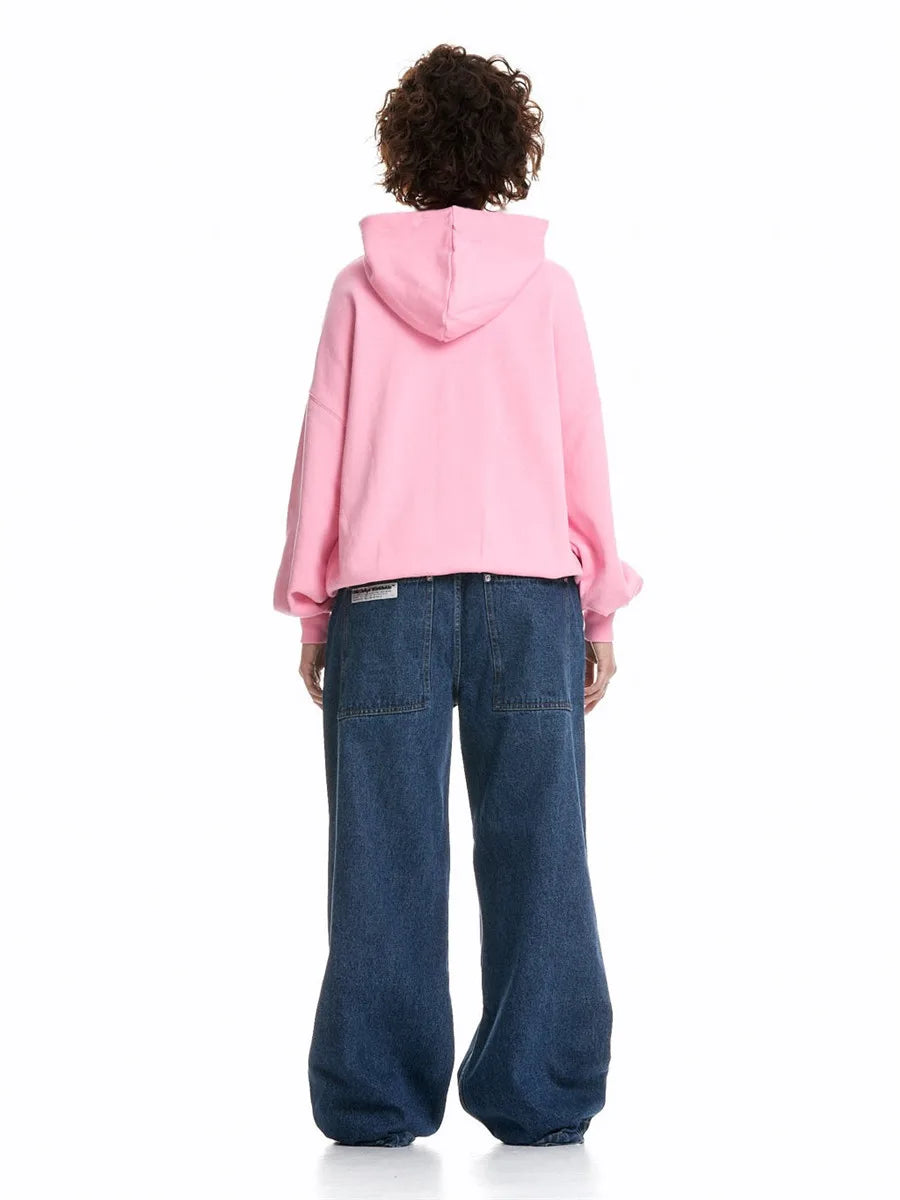 Unisex Oversized Hoodie with Floral Embroidery – Casual Streetwear Sweatshirt