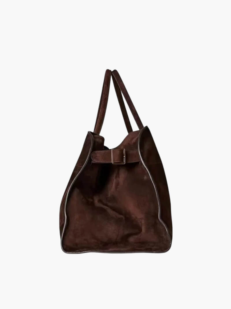 Brown Suede Tote Bag – Large Shoulder Handbag for Women