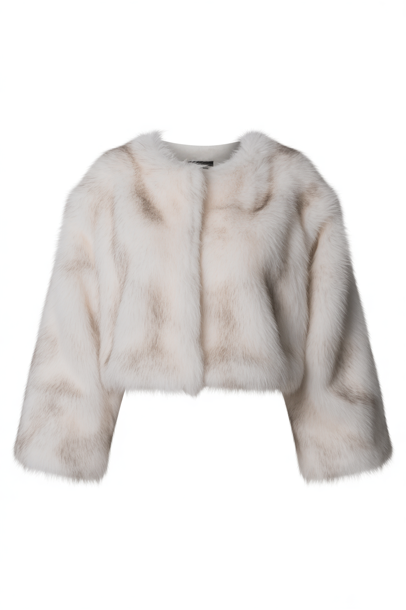 Women's Cropped Faux Fur Jacket – Fluffy Short Coat for Streetwear & Casual Chic