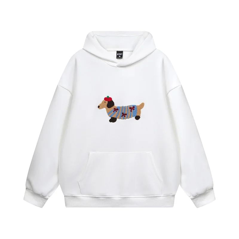 Unisex Oversized Hoodie with Colorful Dog Print – Casual Graphic Sweatshirt