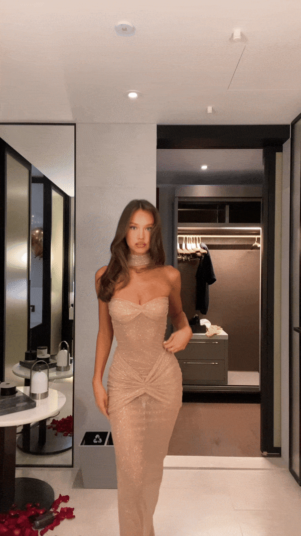 Women’s Strapless Maxi Evening Dress – Elegant Figure-Hugging Gown