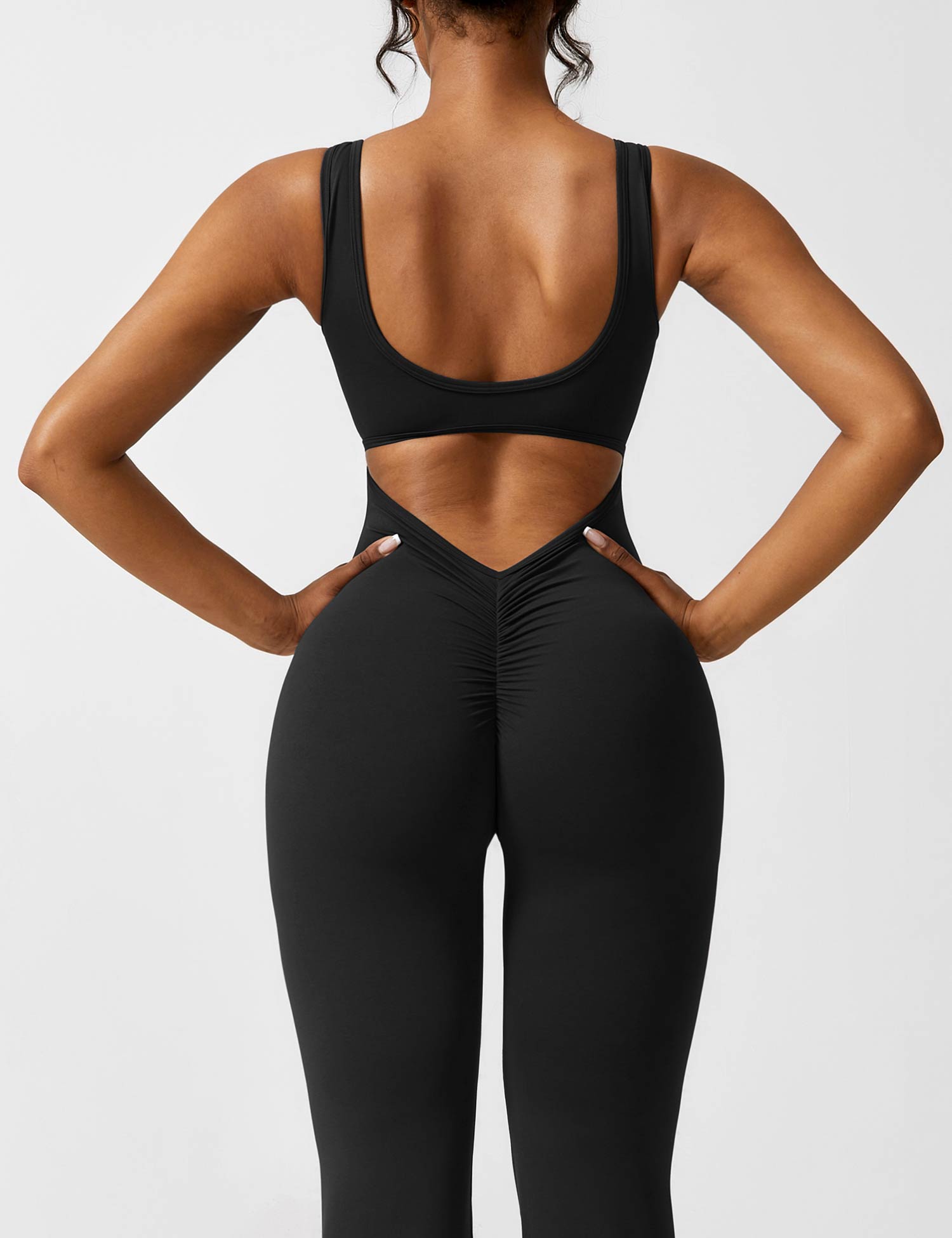 Women’s Open Back Activewear Jumpsuit – Flared Sportswear Outfit