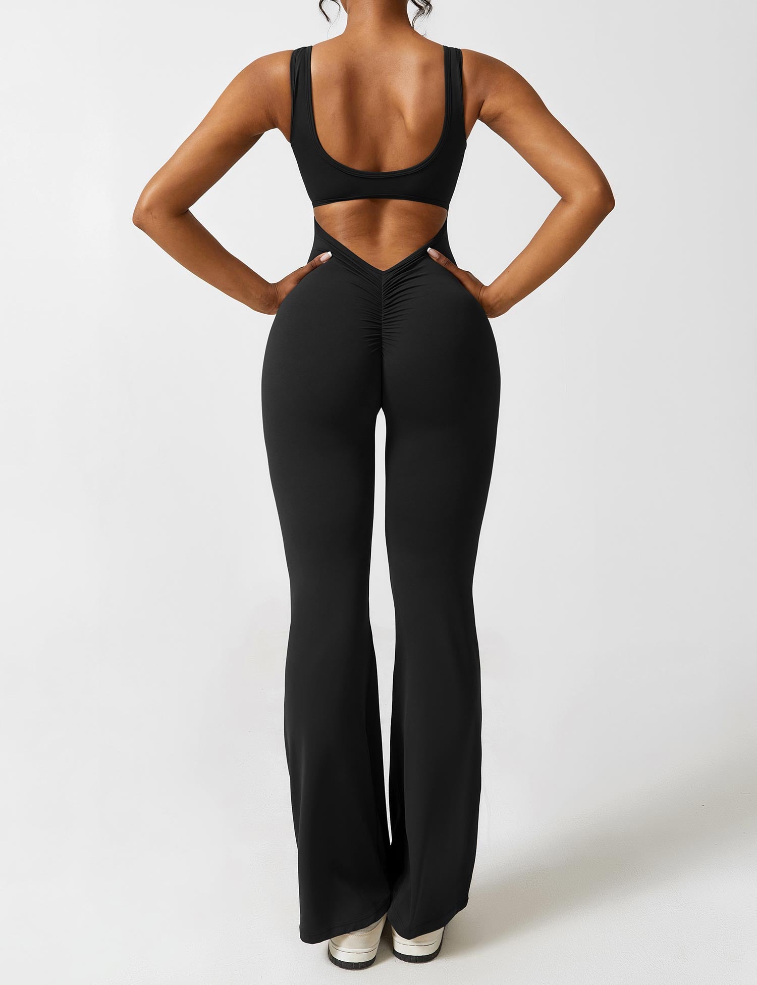 Women’s Open Back Activewear Jumpsuit – Flared Sportswear Outfit