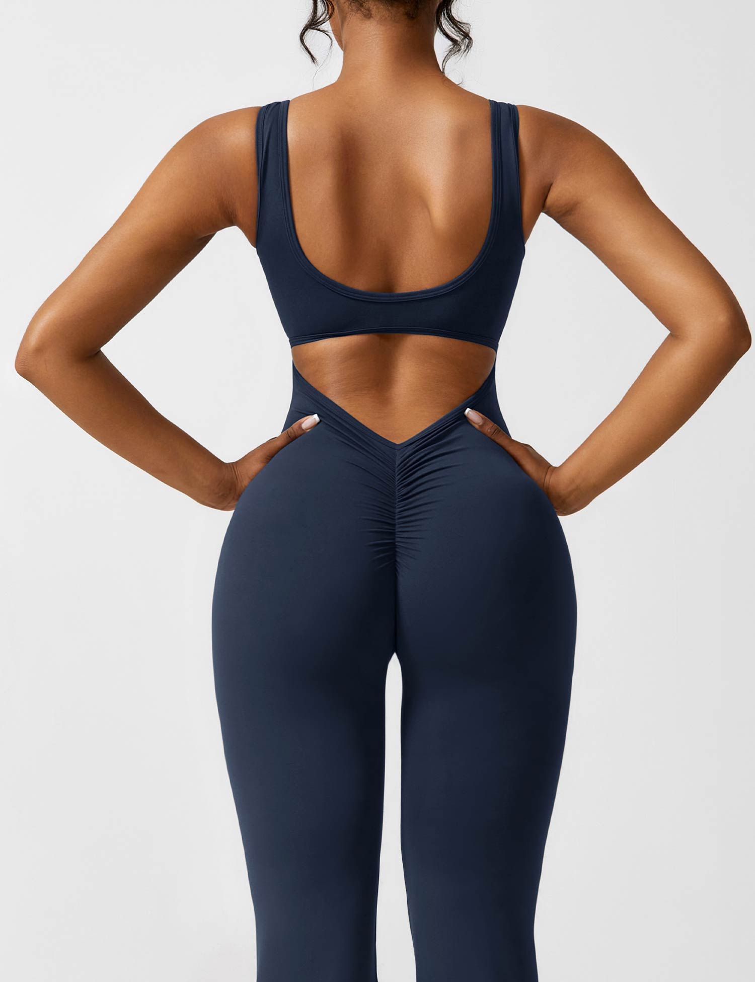 Women’s Open Back Activewear Jumpsuit – Flared Sportswear Outfit