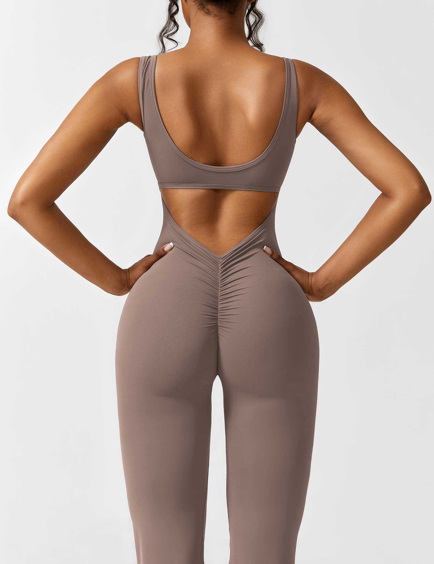 Women’s Open Back Activewear Jumpsuit – Flared Sportswear Outfit