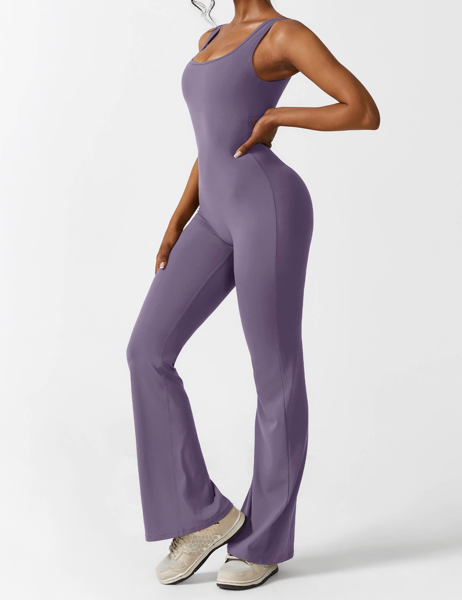 Women’s Open Back Activewear Jumpsuit – Flared Sportswear Outfit