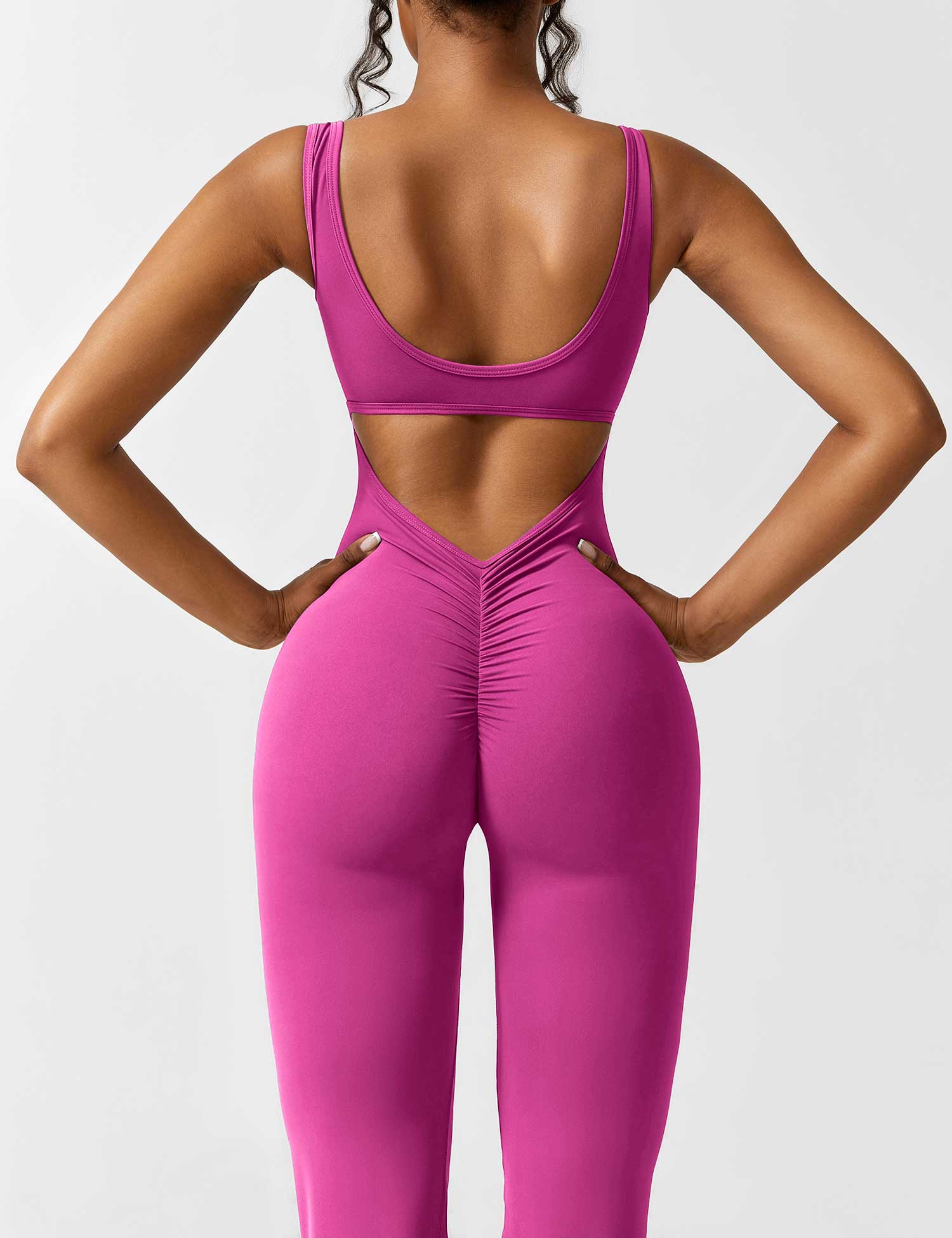 Women’s Open Back Activewear Jumpsuit – Flared Sportswear Outfit