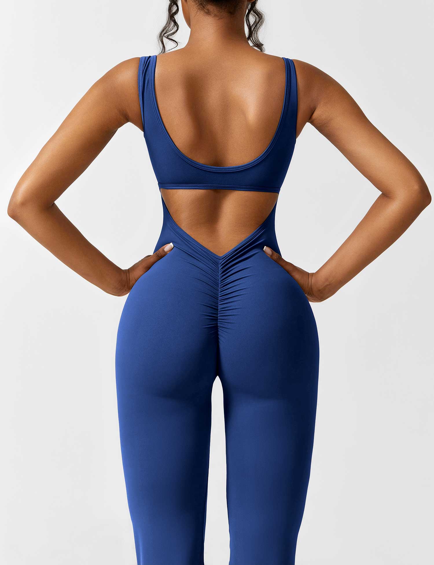 Women’s Open Back Activewear Jumpsuit – Flared Sportswear Outfit