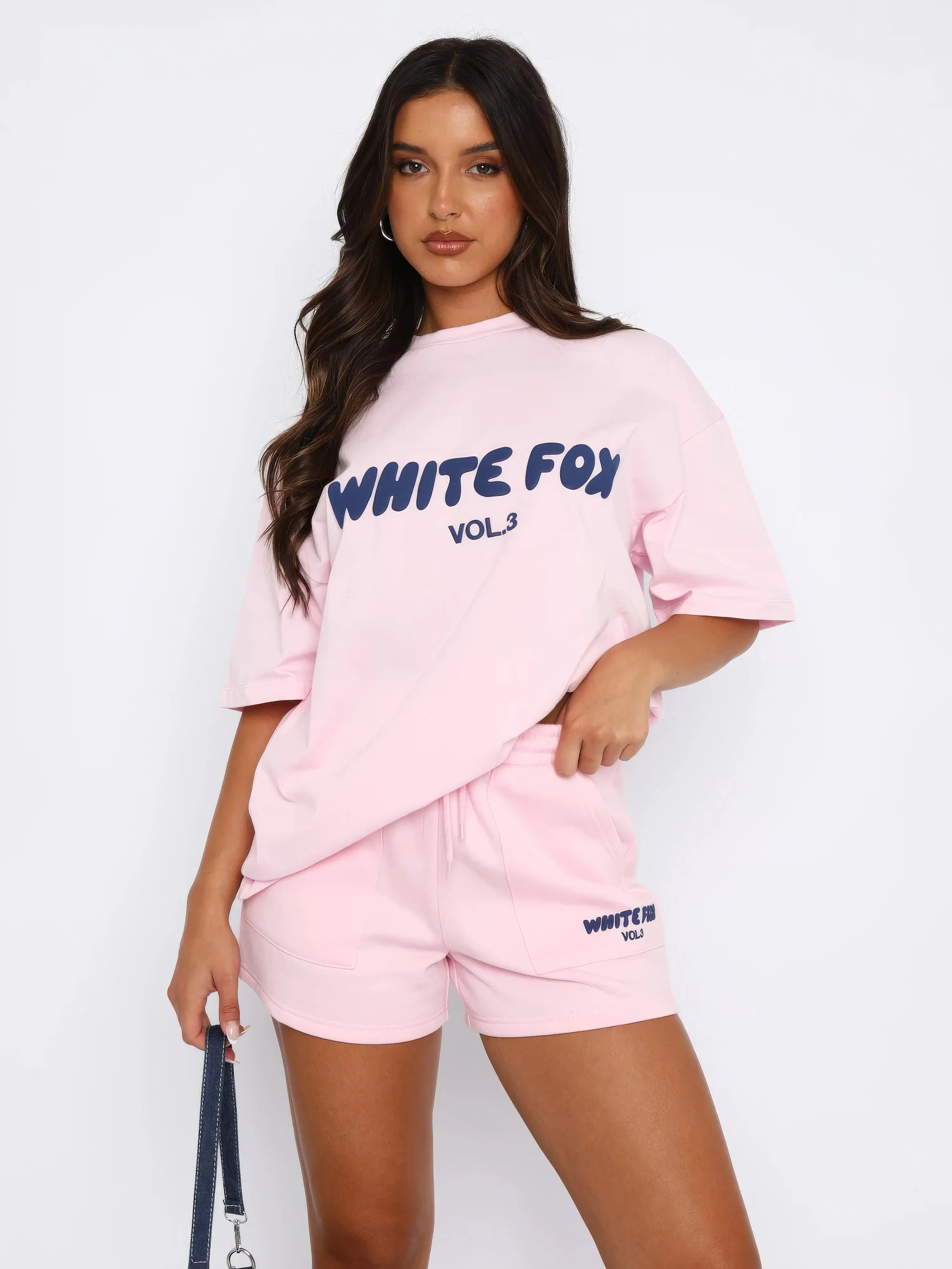 Oversized T-Shirt and Shorts Set for Women – White Fox Casual Co-Ord in Taupe