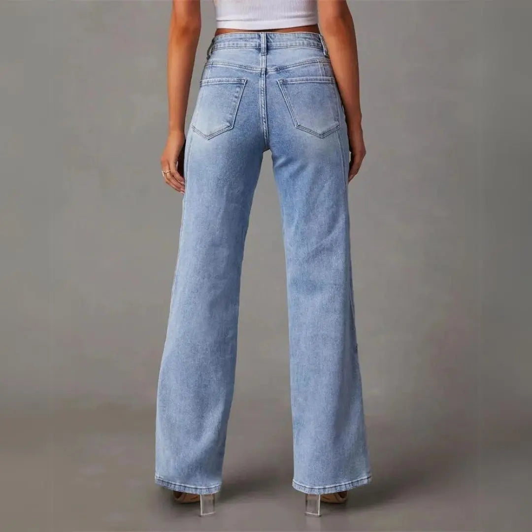 Women's High-Waisted Flared Jeans – Wide Leg Stretch Denim