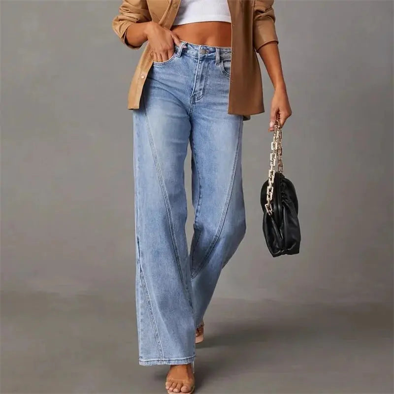 Women's High-Waisted Flared Jeans – Wide Leg Stretch Denim
