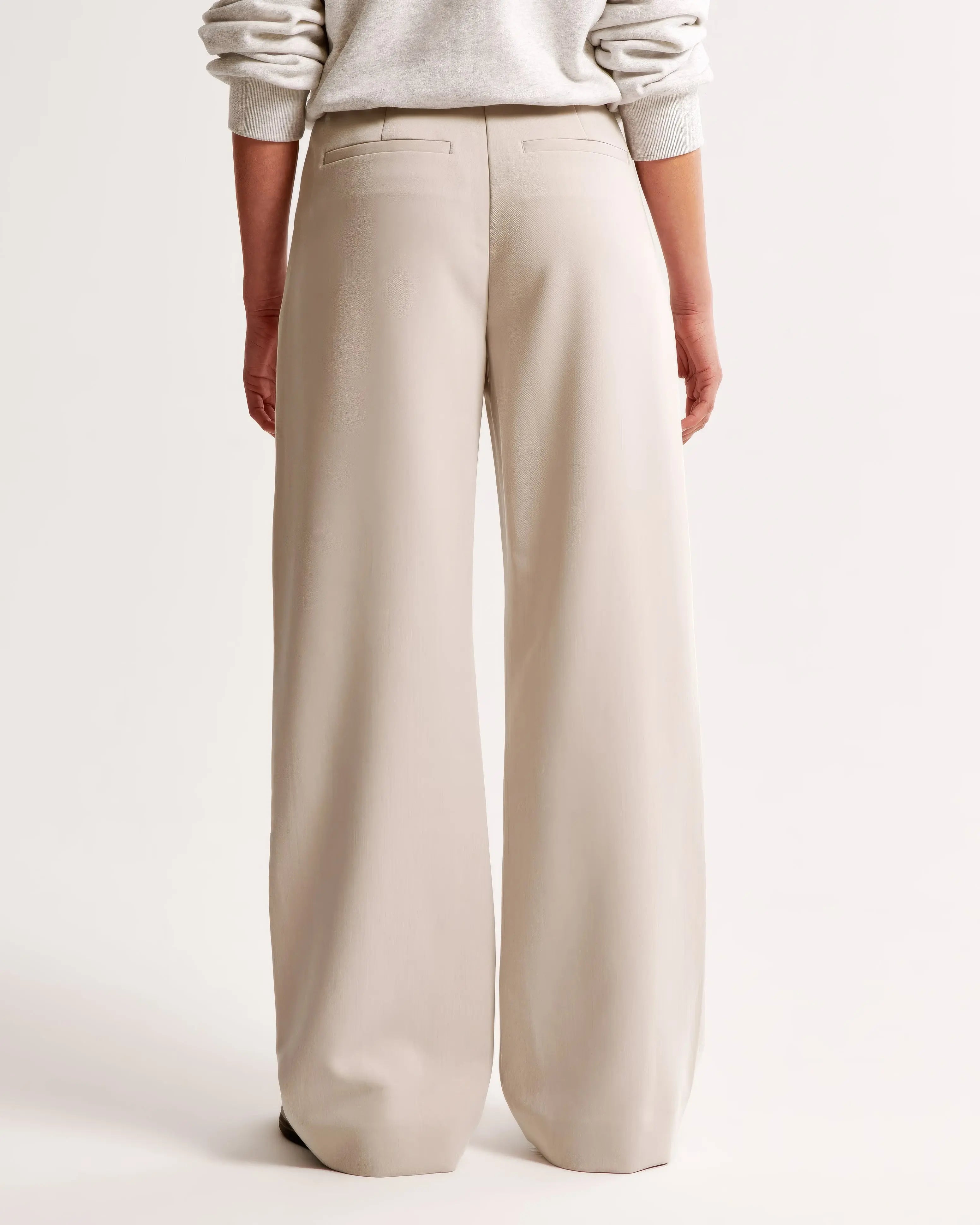 High-Waisted Wide Leg Beige Trousers for Women – Casual Chic
