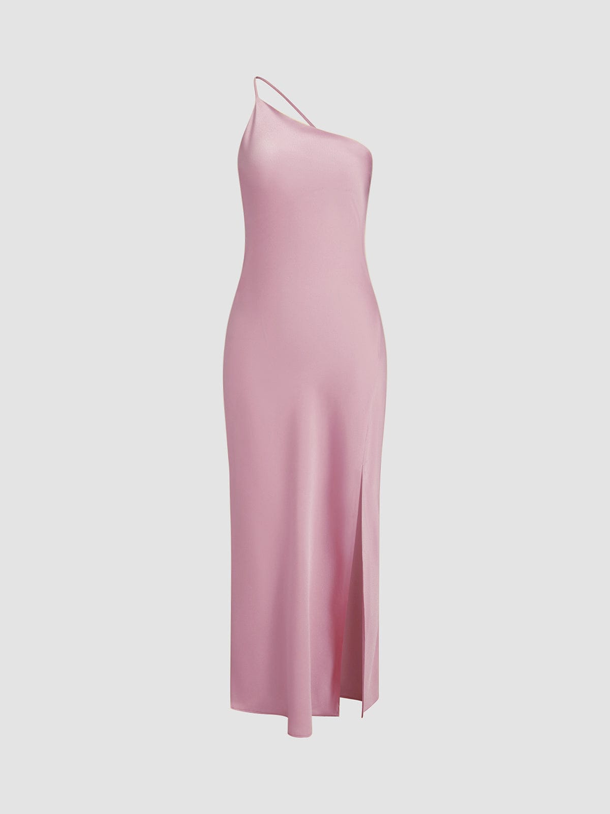 Women’s Satin Maxi Dress with Spaghetti Straps and Side Split