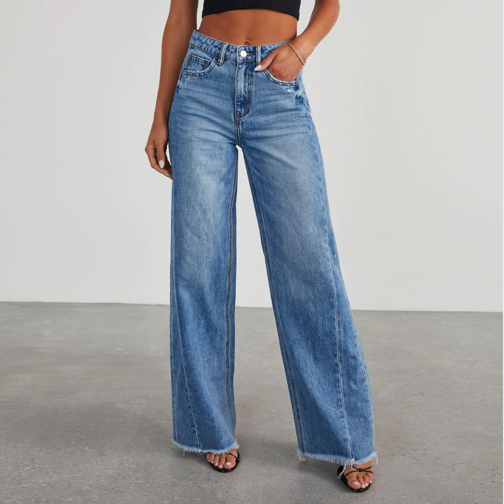 Women’s High-Waisted Wide-Leg Jeans – Classic Denim