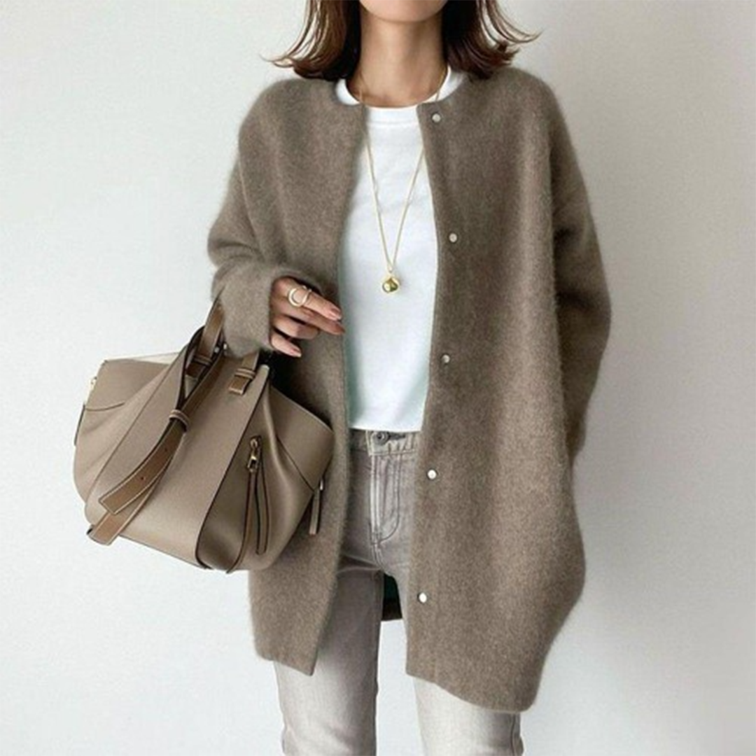 Women's Oversized Open-Front Cardigan – Casual Knit Long Sweater