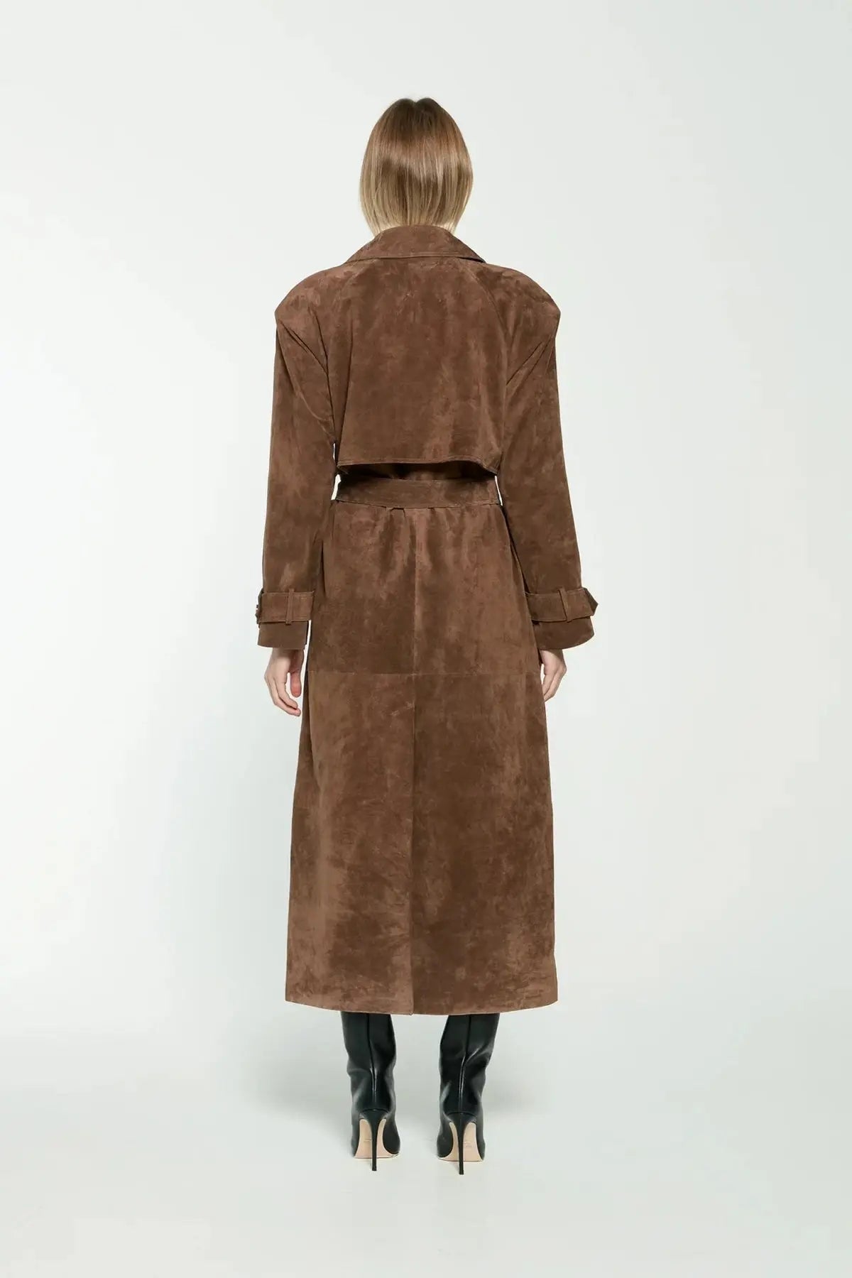 Women's Long Suede Trench Coat