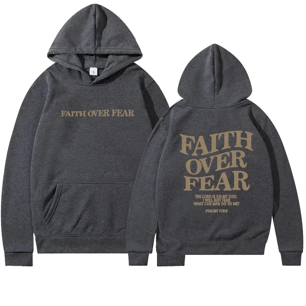 Women’s Oversized Hoodie with Faith Over Fear Back Print – Multiple Colours