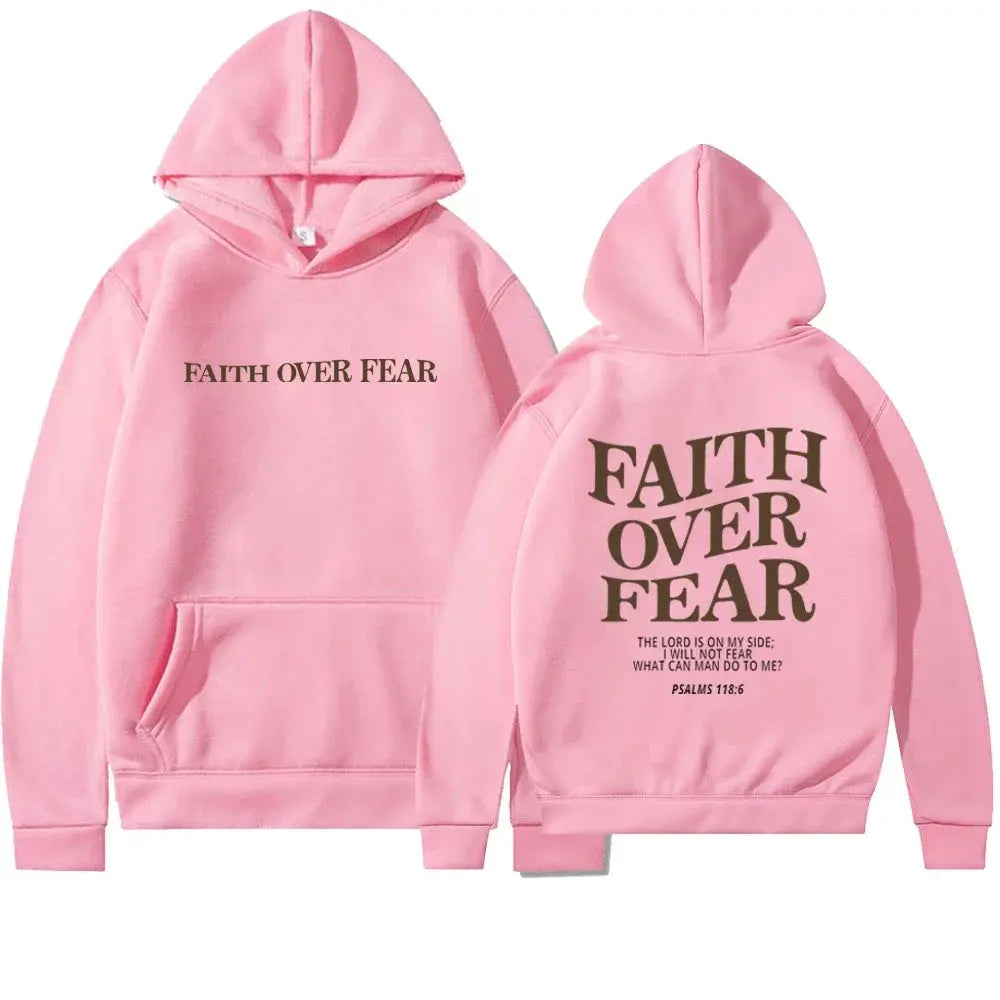 Women’s Oversized Hoodie with Faith Over Fear Back Print – Multiple Colours