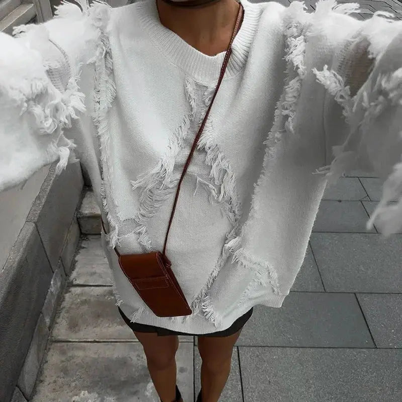 Women's Oversized Off-Shoulder Sweatshirt – Casual Loose Fit Pullover