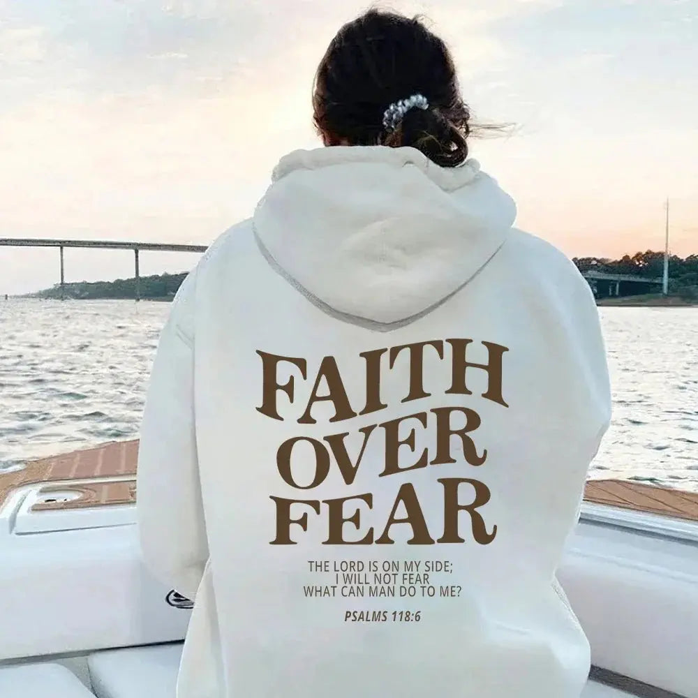 Women’s Oversized Hoodie with Faith Over Fear Back Print – Multiple Colours