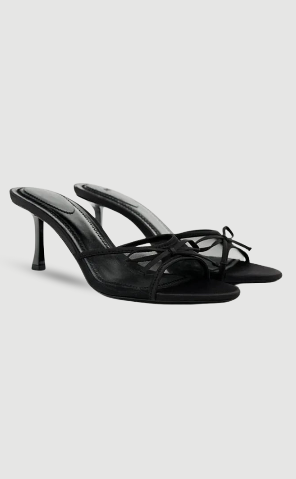 Women’s Black Mule Heels – Strappy Open Toe Sandals
