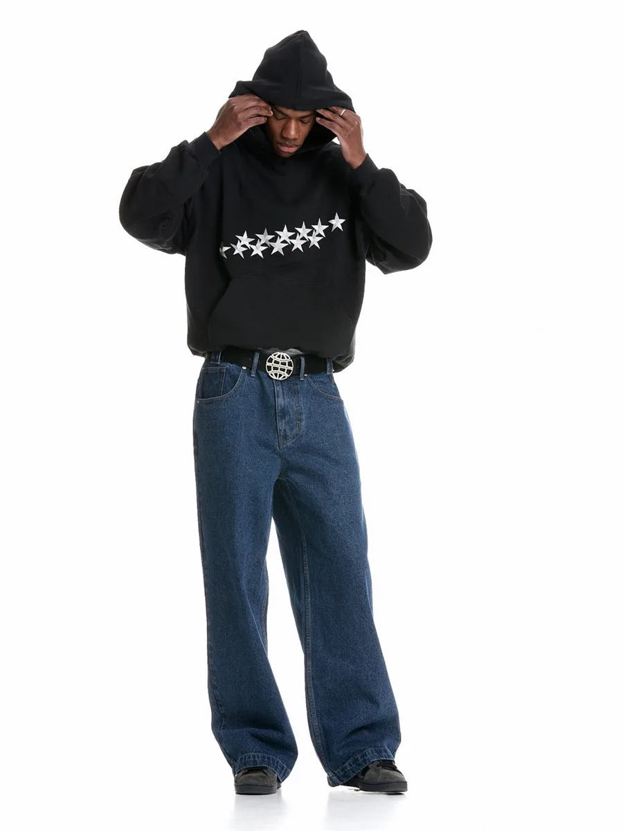 Unisex Oversized Hoodie with Floral Embroidery – Casual Streetwear Sweatshirt