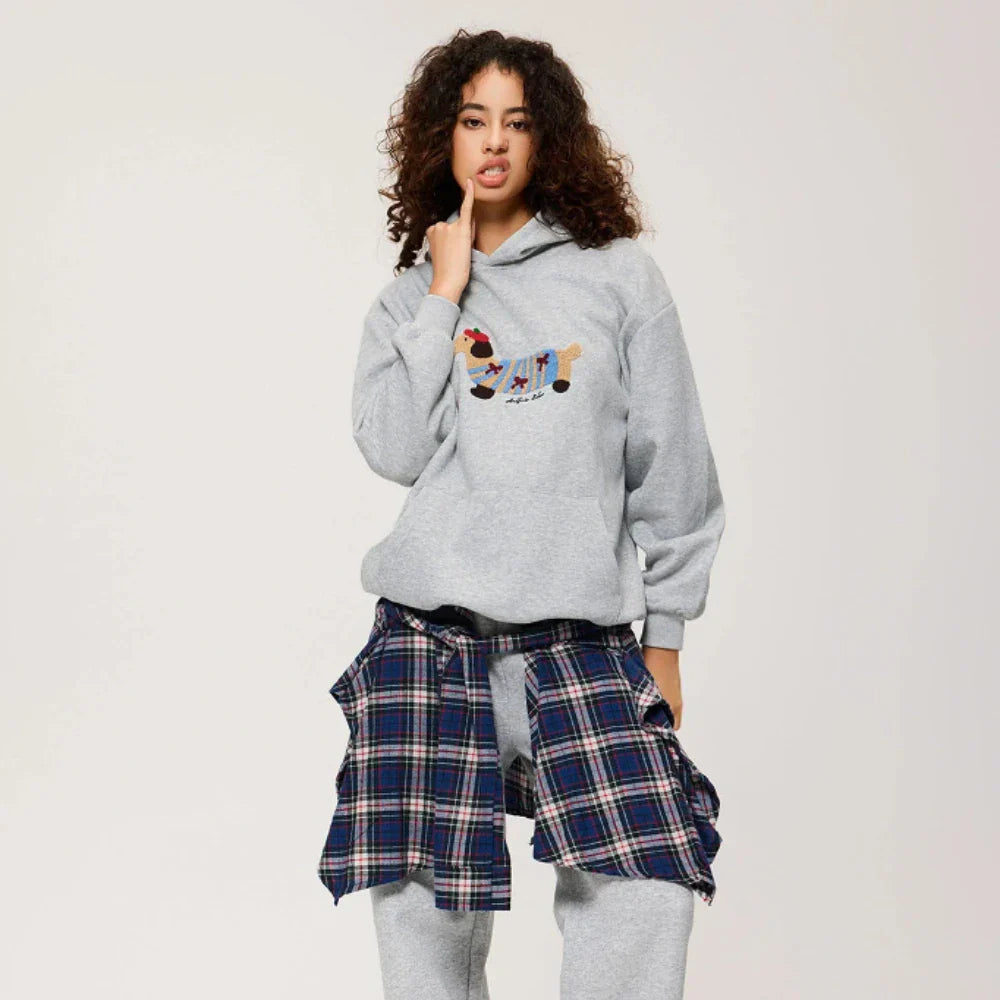 Unisex Oversized Hoodie with Colorful Dog Print – Casual Graphic Sweatshirt