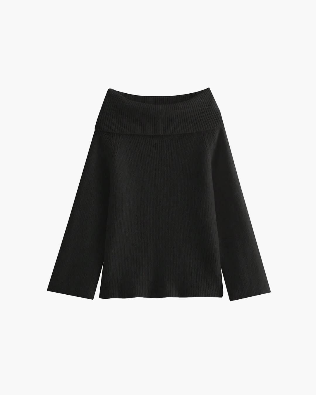 Off Shoulder Knit Dress –Sweater Dress with Folded Collar