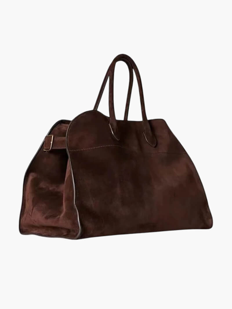 Brown Suede Tote Bag – Large Shoulder Handbag for Women