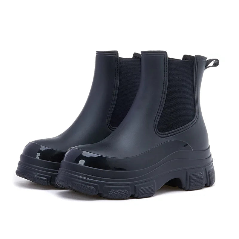 Chunky Beige Chelsea Rain Boots for Women | Waterproof & Stylish