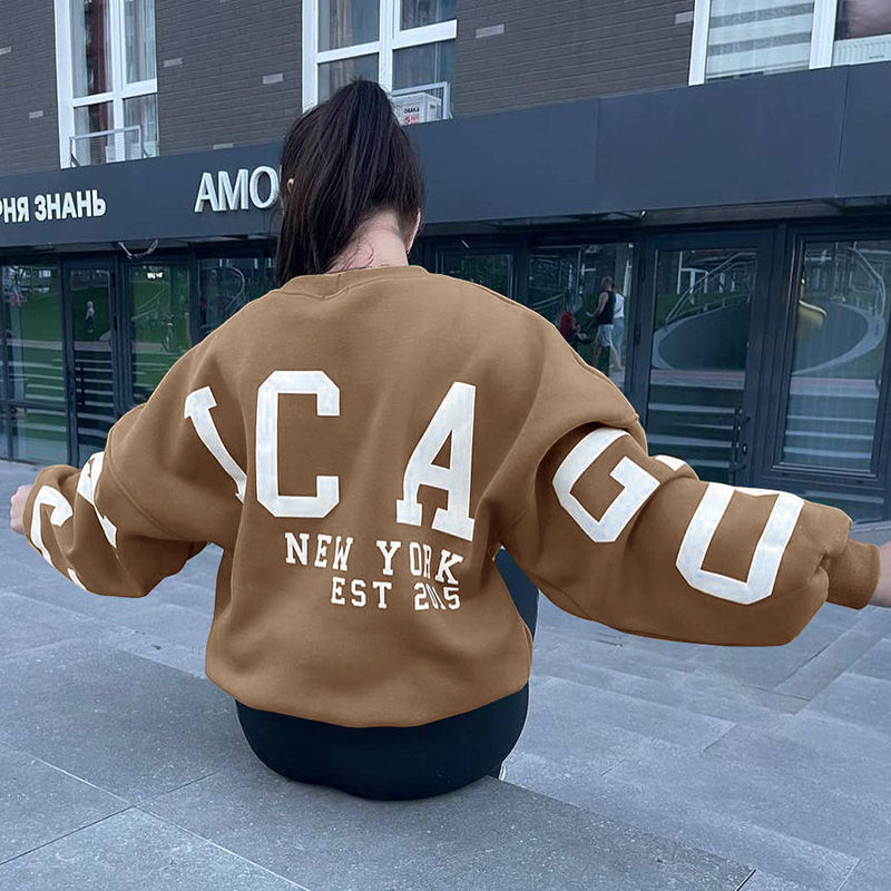 Women’s Cropped Varsity Jumper – Cream Knit with Green Letter Print