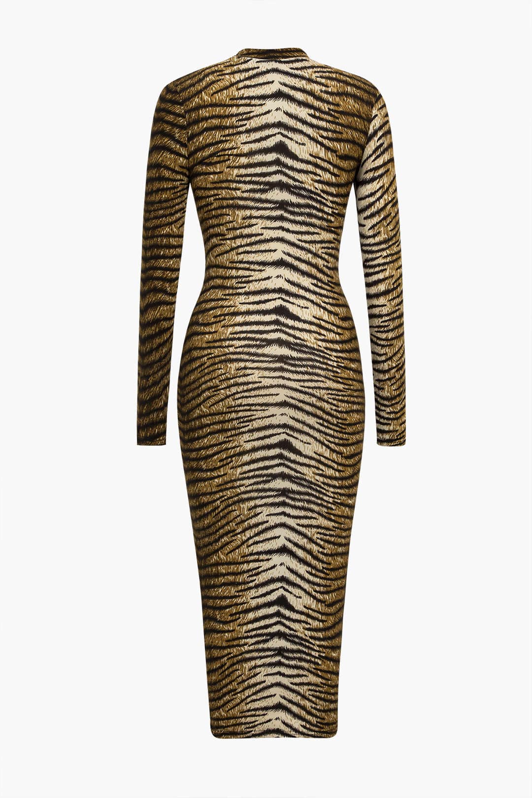 Women’s Animal Print Bodycon Midi Dress – Long Sleeve Party Dress