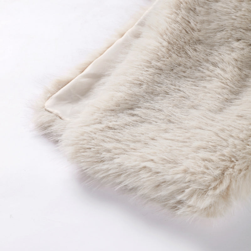 Women's Cropped Faux Fur Top – Long Sleeve Fluffy Jacket Style