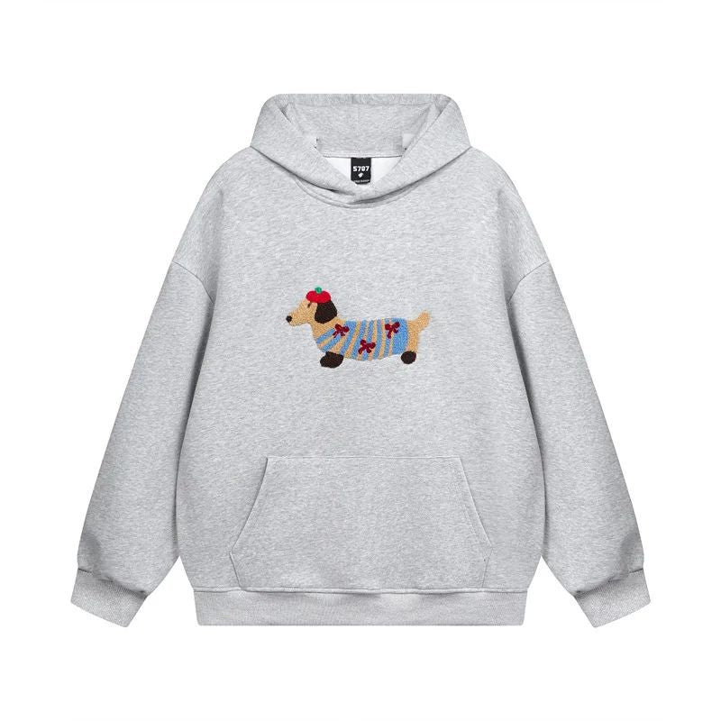 Unisex Oversized Hoodie with Colorful Dog Print – Casual Graphic Sweatshirt
