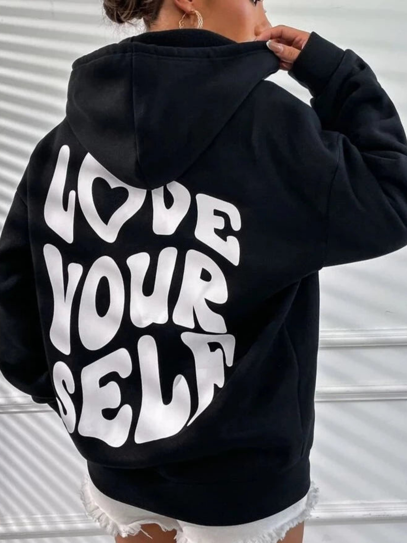 Women’s Oversized Hoodie with Love Yourself Back Print – Multiple Colours