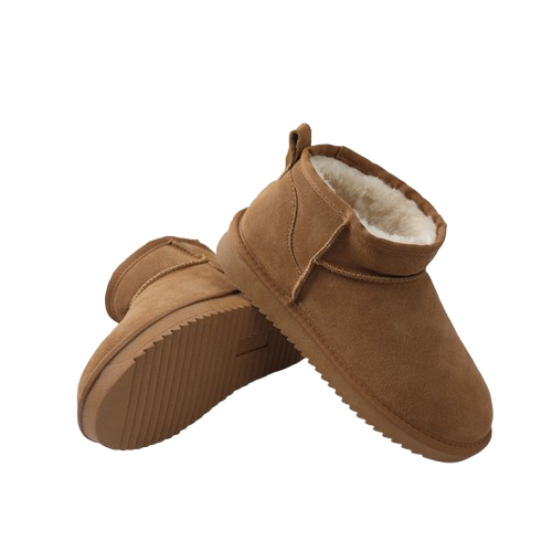 Women's Winter Boots – Fleece-Lined Suede Ankle Boots – Non-Slip Sole – Brown