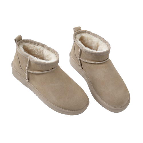 Women's Winter Boots – Fleece-Lined Suede Ankle Boots – Non-Slip Sole – Brown
